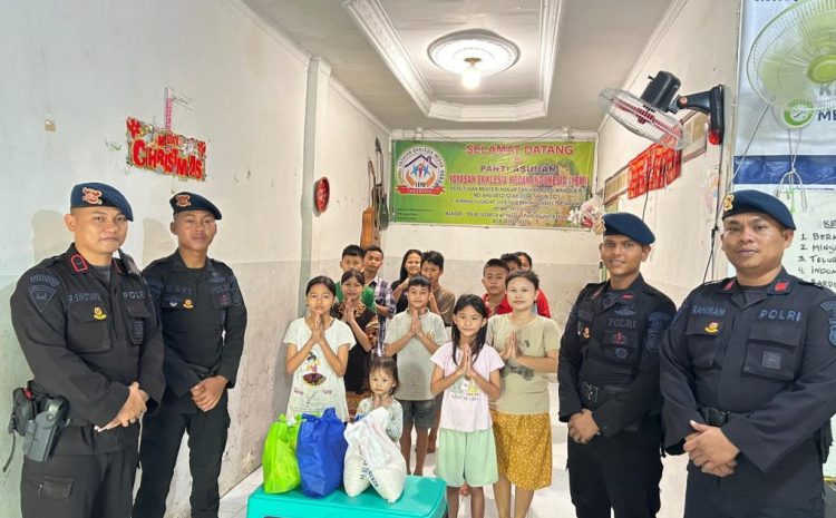  Minggu Kasih Brimob Sumut, Personel Kompi 4 Yon A Pelopor Salurkan Bakti Sosial ke Panti Asuhan
