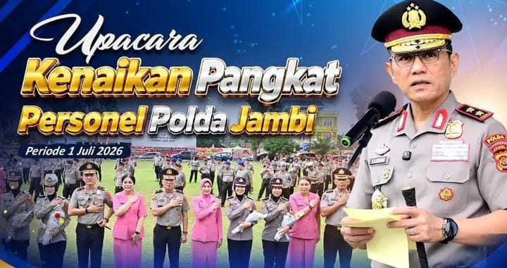 Kapolda Jambi Pimpin Upacara  Kenaikan Pangkat Personel Periode 1 Juli 2026 