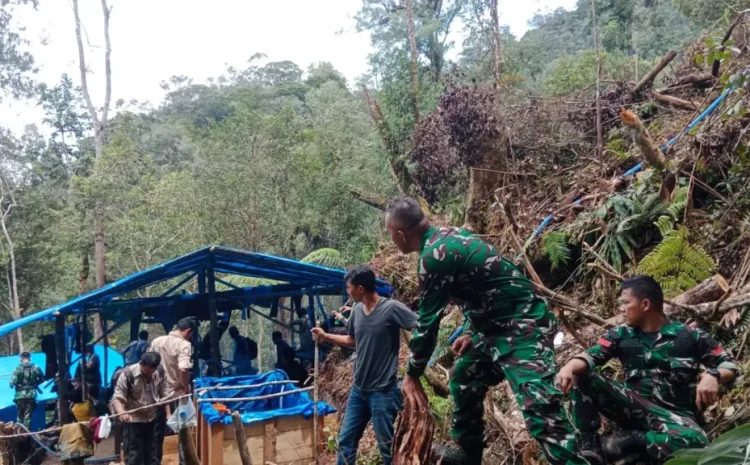  47Aktivitas PETI Ditertibkan Tim Gabungan di Pegagan Hilir, Camp Hingga Mesin Dimusnahkan