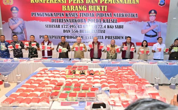  Musnahkan 172,4 Kg Sabu dan Ekstasi,Polda Kalsel Selamatkan 863 Ribu Jiwa dan Hemat Biaya Rehab Rp.4,3 Triliun