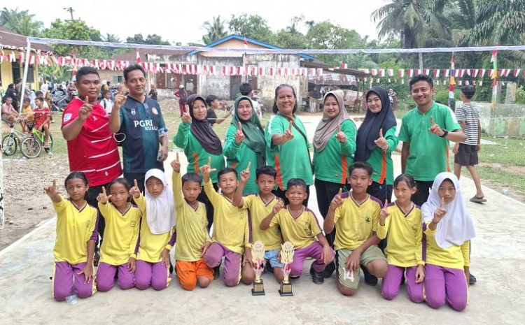  SD Negeri 055978 Desa Pekan Kuala Raih Juara I Bola Voli Putra dan Putri Tingkat SD se- Kecamatan Kuala