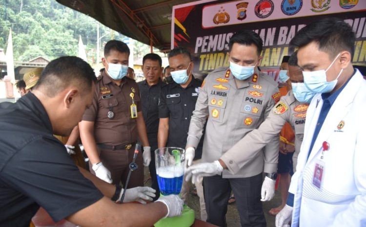  Polres Morowali Utara Musnahkan 366 Gram Barang Bukti Narkoba Jenis Sabu