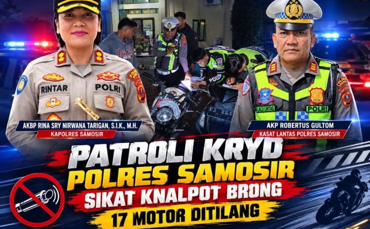 Patroli KRYD Polres Samosir Sikat Knalpot Brong,17 Motor Ditilang