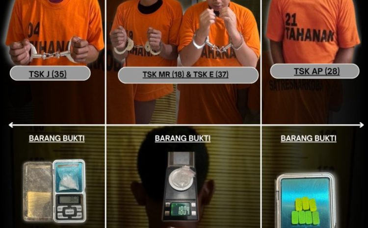  Empat Pria Diamankan Polres Binjai,Sabu 5,42 Gram dan 7 Butir Ekstasi Disita
