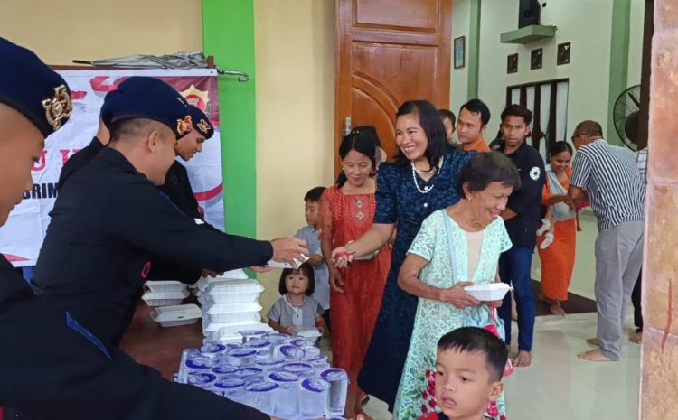  Brimob Hadir Berbagi Minggu Kasih, Menebar Kehangatan Bersama Jemaat di Batalyon C