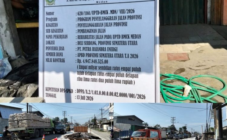  Gubsu ‘Diprank’ Dinas BMBKCK Sumut, Proyek Jalan Veteran Senilai Rp. 4,9 M Diduga Mangkrak Pengendara Terjebak Macet Setiap Hari