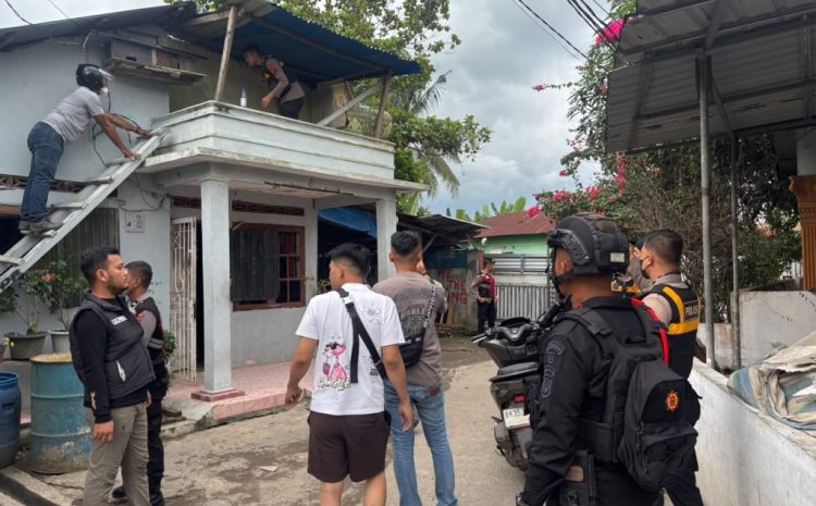  Brimob Sumut Bersama Ditresnarkoba Polda Sumut Gerebek Sarang Narkoba Sei Mencirim